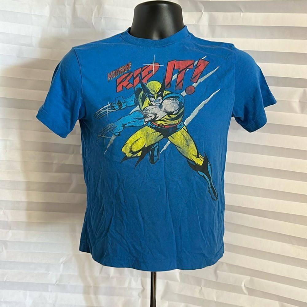 Old Navy Collectibles Wolverine Boys T-Shirt Blue Medium Marvel Comics